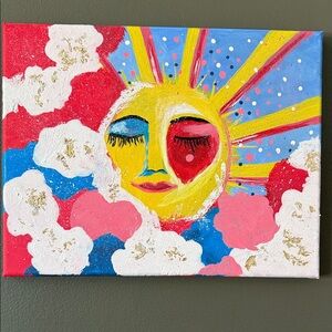 Colorful Sun and Clouds Canvas Art